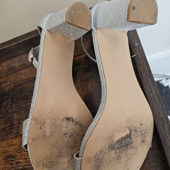 DB Studio Block Heels Ankle Strap Sparkle Glitter Formal Dressy Aryaw Women's Si - Picture 5 of 5